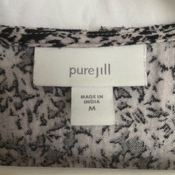Pure Jill Stretch Cotton Black & Gray Floral Boxy 3/4 Sleeve Top Size Medium - Picture 7 of 10